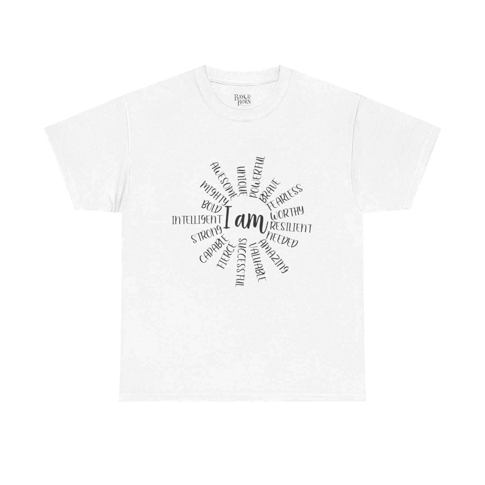 I Am Positive Affirmations Tee | Inspirational Typography Shirt L