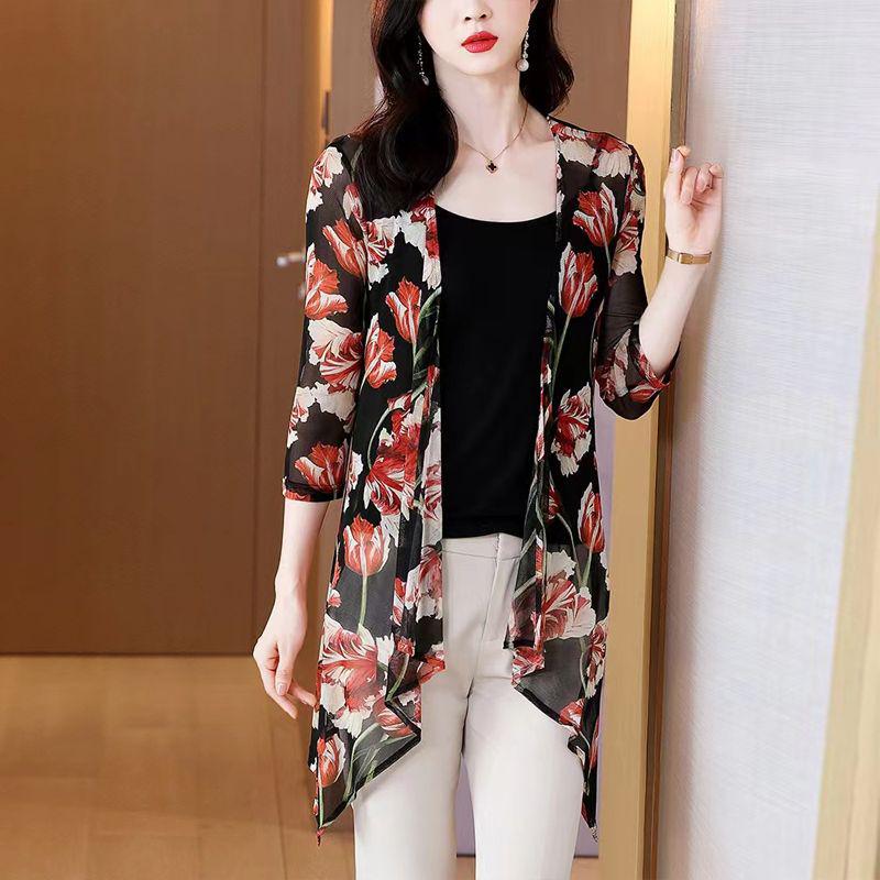 Women s Long Chiffon Summer Sun Protection Cardigan Shawl L
