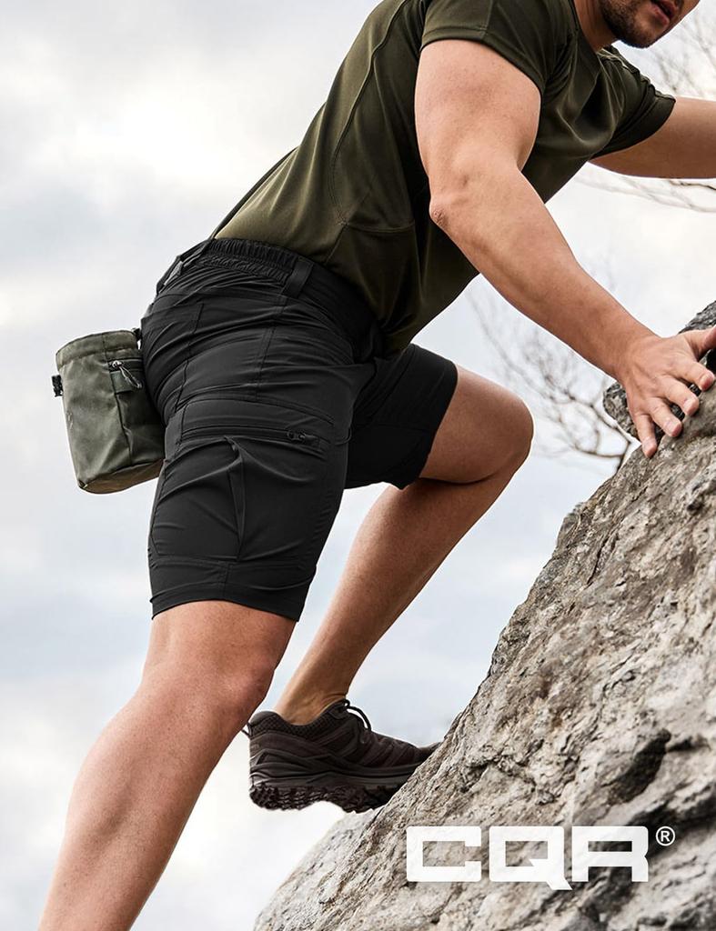 CQR Cargo Taktiska Löst Sittande Sommar Arbetskläder Herrshorts, Andningsbara, Svettabsorberande, Snabbtorkande, Lättviktiga, Passform, Byxor, Vandring, Camping,