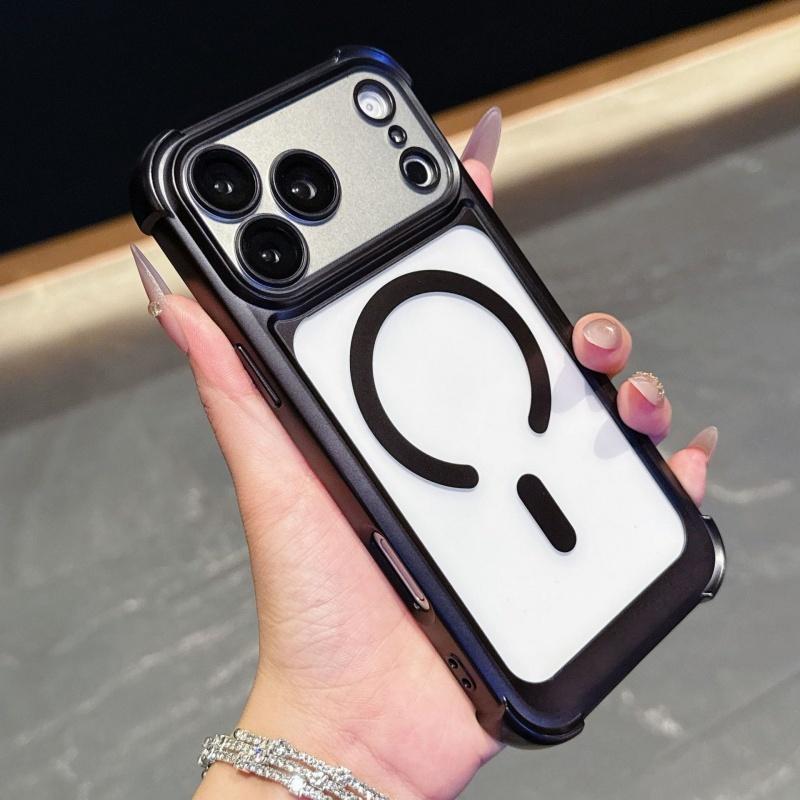 Luxury Magnetic Matte Phone Case For iPhone 13 14 15 16 17 Pro Max Air Plus Magsafe Soft TPU Shockproof Bumper Back Cases Cover