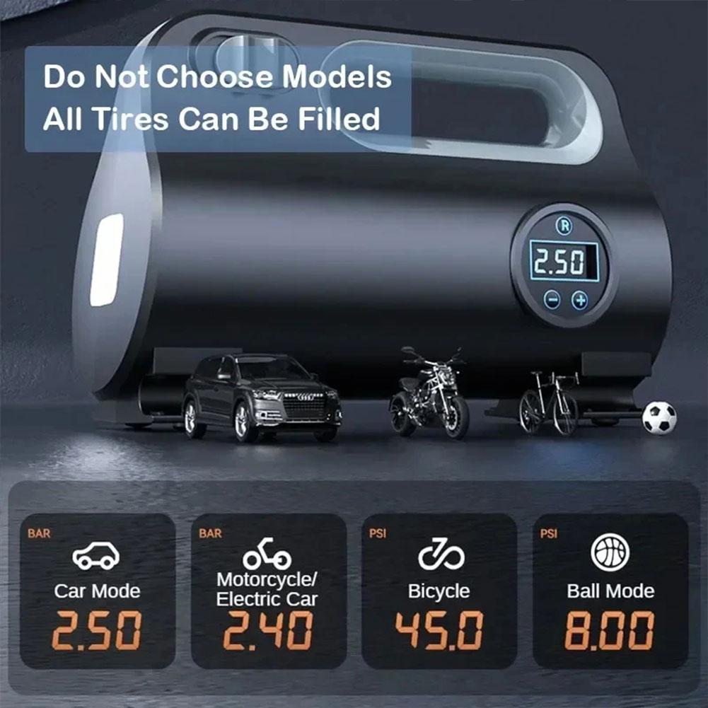 Compressore elettrico per pneumatici per auto, gonfiatore per pneumatici, pompa per aria digitale a LED, mini compressore portatile da 12 V per auto, moto, bicicletta