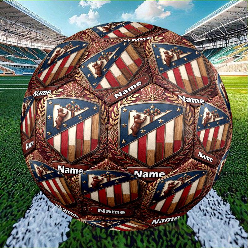 Custom Name Personalized Atletico Madrid Print Size 5 Soccer Ball Training & Match Football, for Team, Kicking, Gift for Football Enthusiasts
