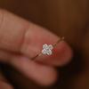18K Gold-Plated Zirconia Clover Ring in 925 Sterling Silver - Elegant French-Inspired Design