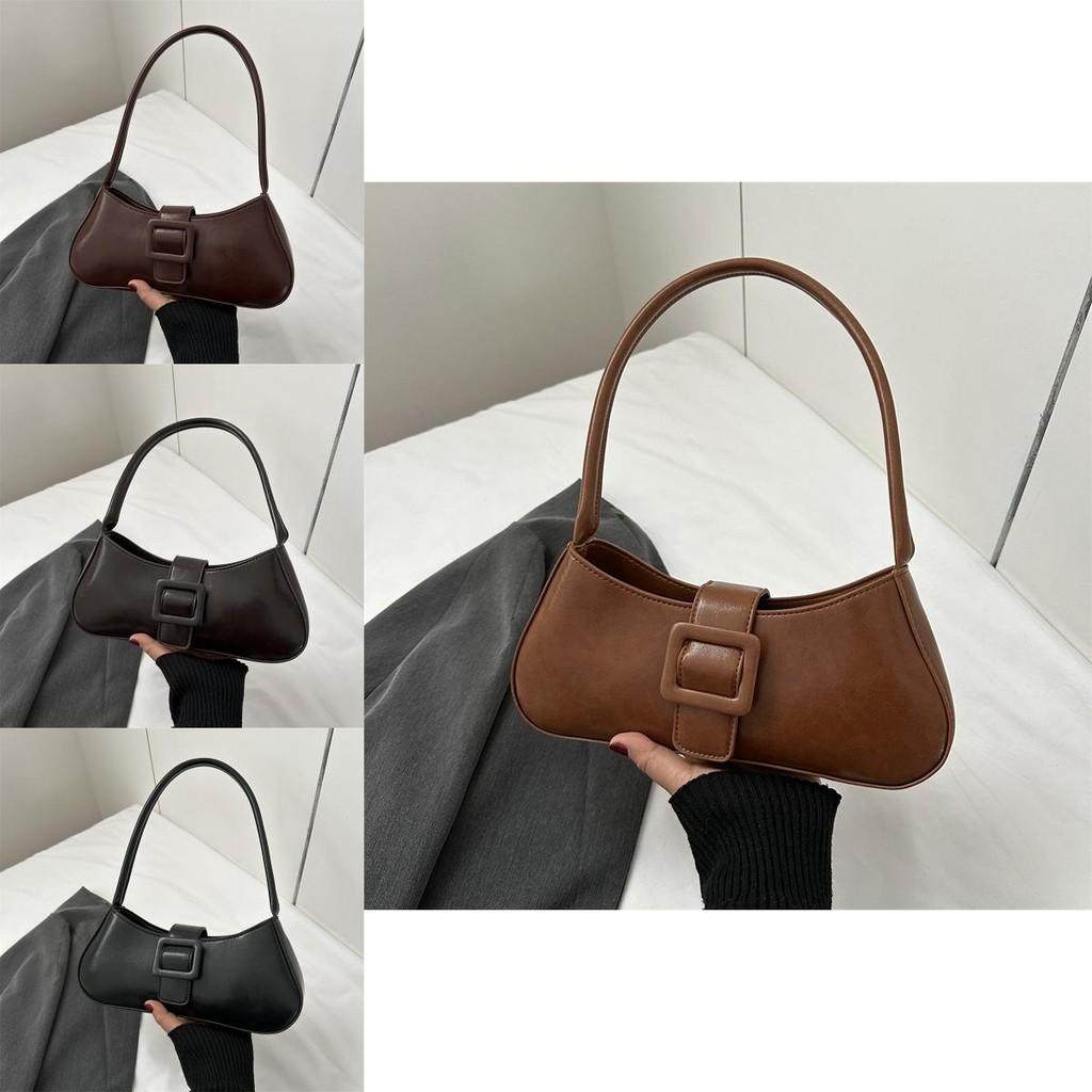 Chic Street Style Shoulder Bag For Women In Solid Black Or Brown Perfect For Daily Use