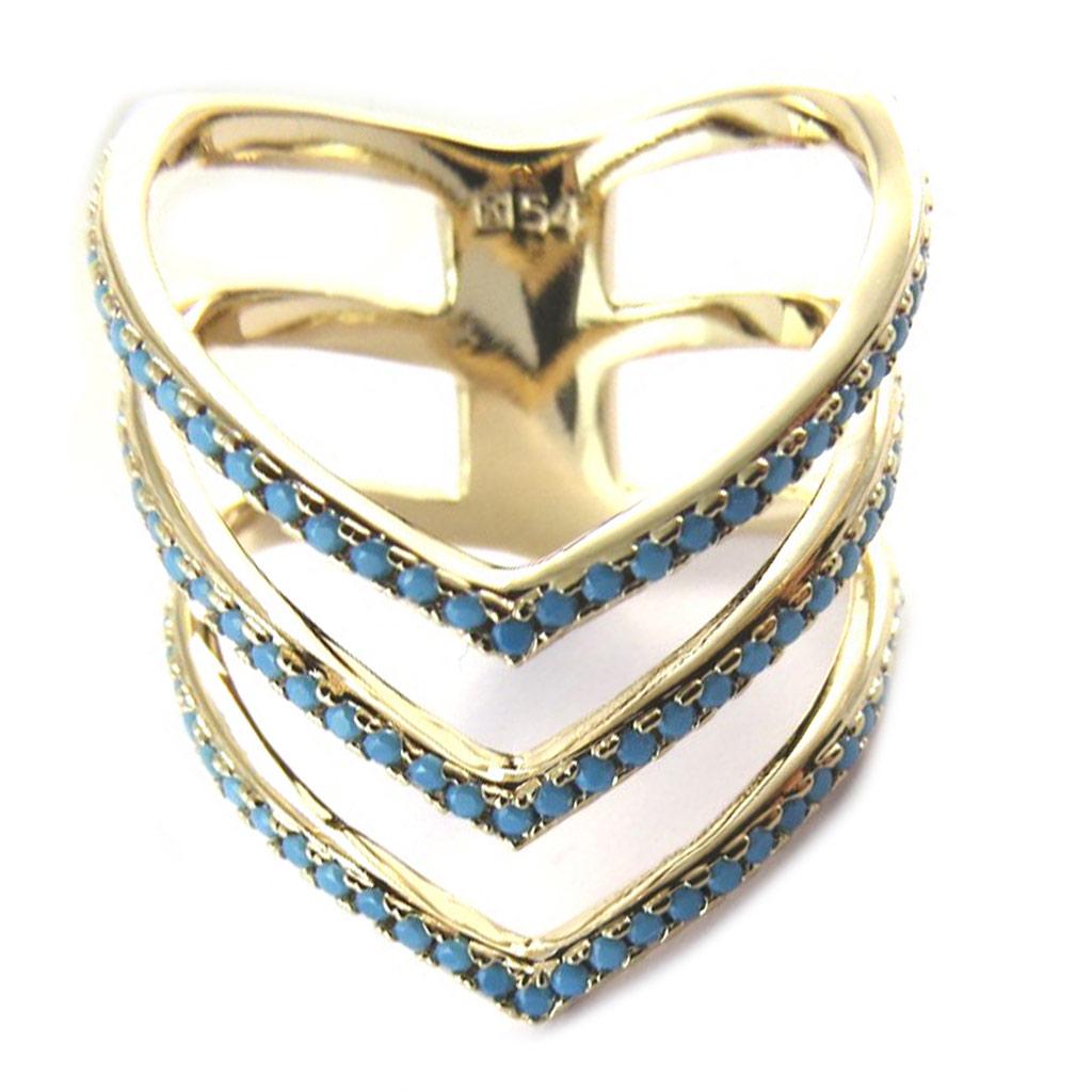 Gold Plated Ring 'Navajos' Golden Turquoise - 13 Mm
