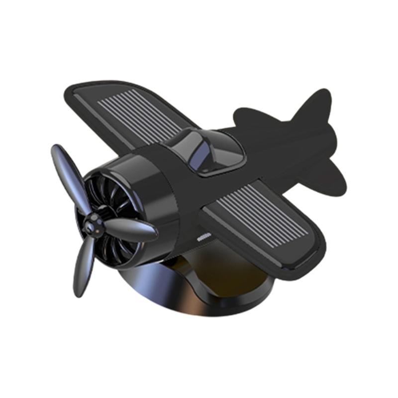 Solar Energy Powered 360 Spin Aircraft Car Ornament ABS Dashboard Decoration with Not Slip Base Interior decors