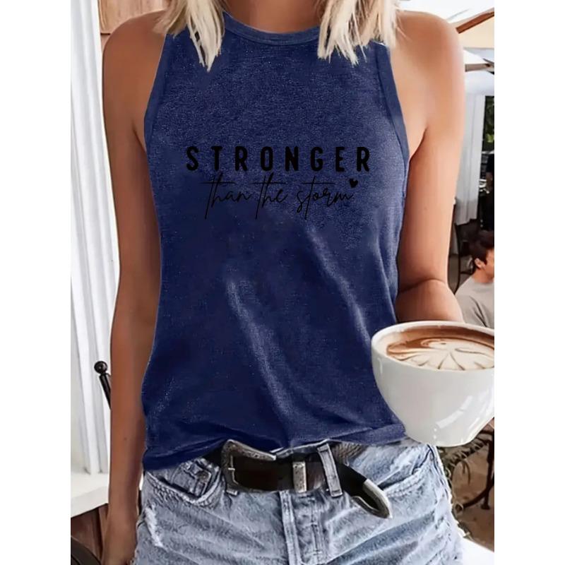 

Женский топ STRONGER с принтом, топ-халтер без спины, сексуальный свободный базовый жилет XXL темно-синий