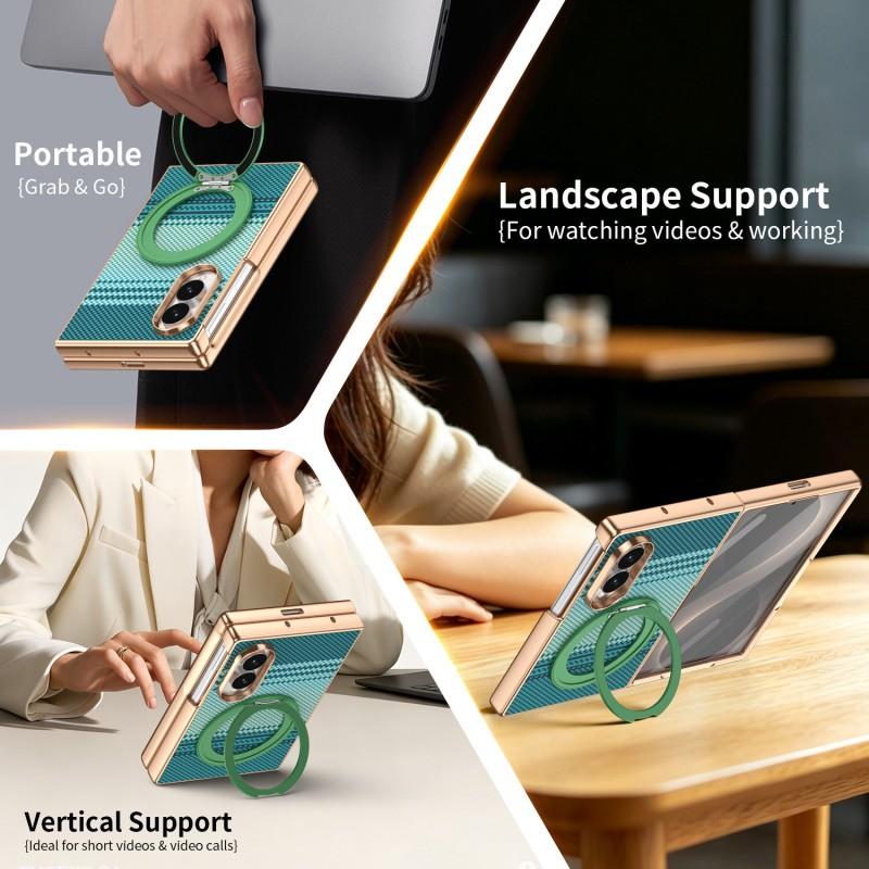 Case Galaxy Z Fold8 Fold7 Fold6 Rotating Magnetic Wireless Charging Kickstand Kevlar Texture Protective Cover