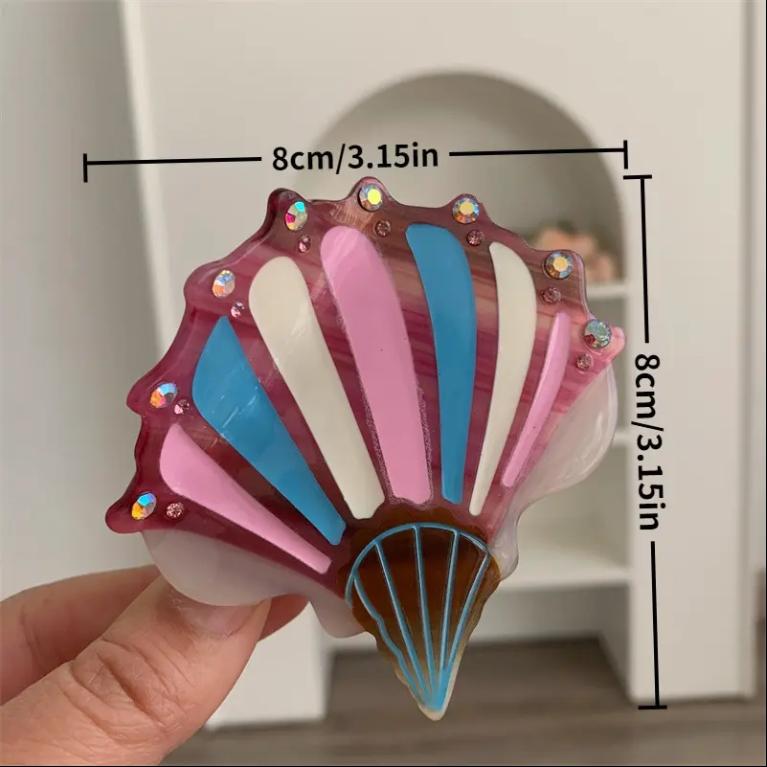 WoW Sheila Custom Creative Diamond Sea Shell Conch Acetate Hair Claw for Women