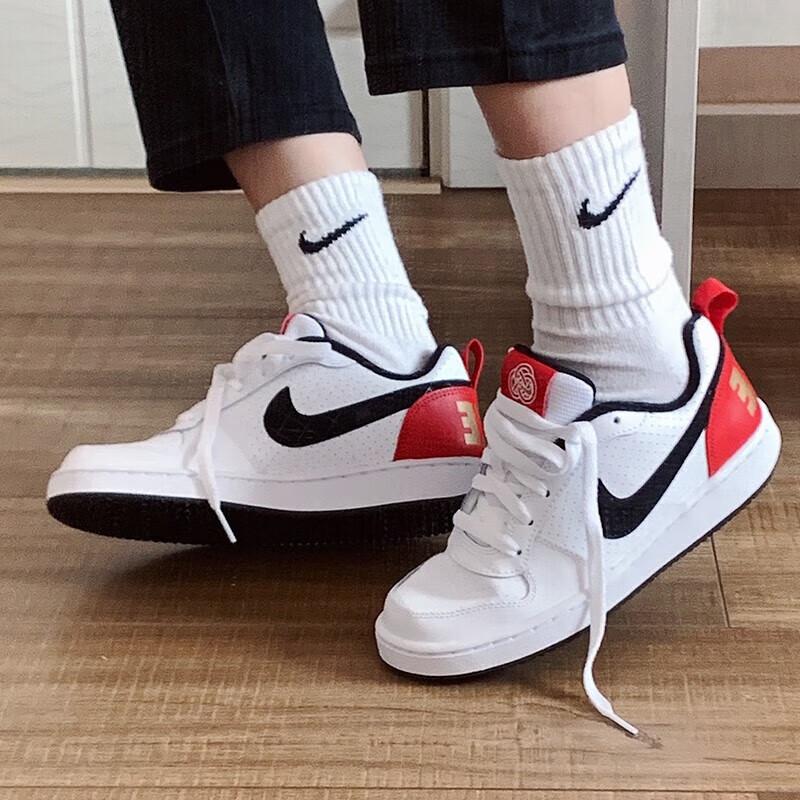 Nike Court Borough Low GS White University Red Gold Kids Sneakers Metallic-Element-Gold Black DD8495-106