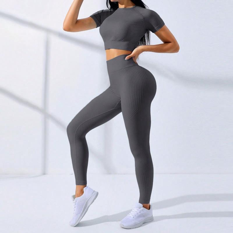 JYL Quick Dry Fitness Yoga Suit Zipper Long Sleeve High Waist Pants