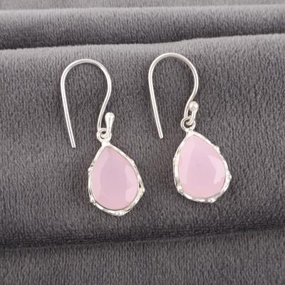 Rose Chalcedony Jewelry, 925 Solid Sterling Silver Earrings, Handmade Gemstone Jewelry Earrings For Memorial Day