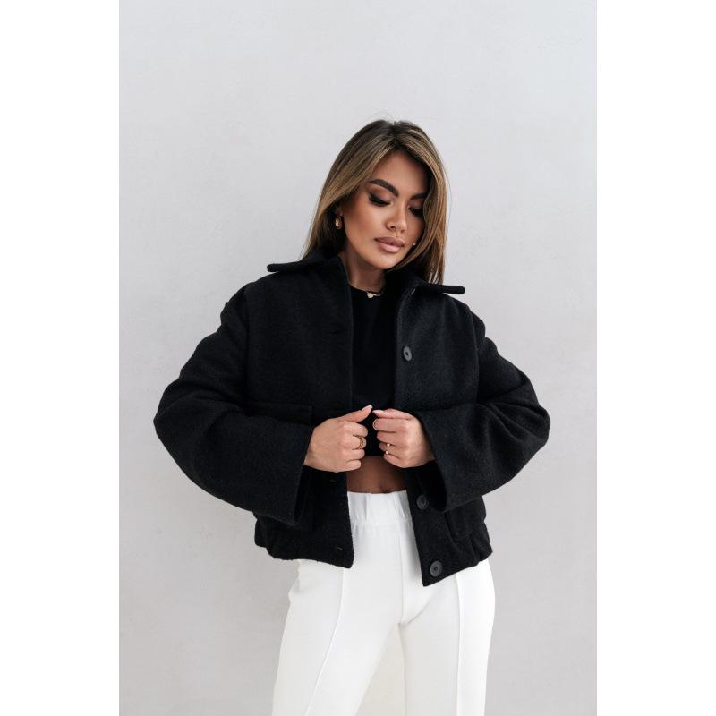 Women's Autumn/Winter Solid Color Woolen Coat 2024
