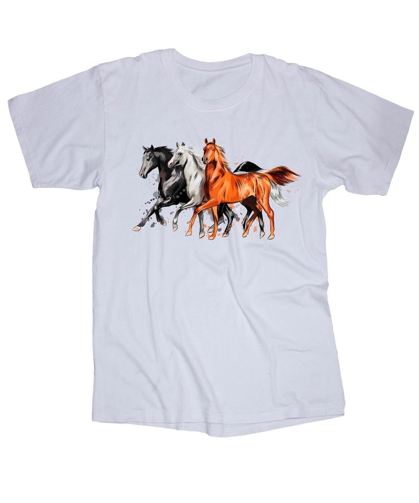 Wild horses painted white T-shirt Ranch Freedom Ride Rodeo Country