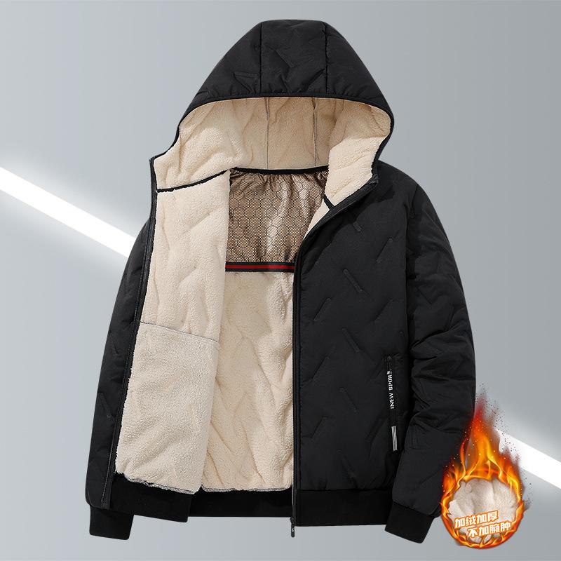 Lamb fleece graphene cotton jacket men's winter loose plus size fleece thickened cotton jacket jacket top cotton jacket cotton jacket
