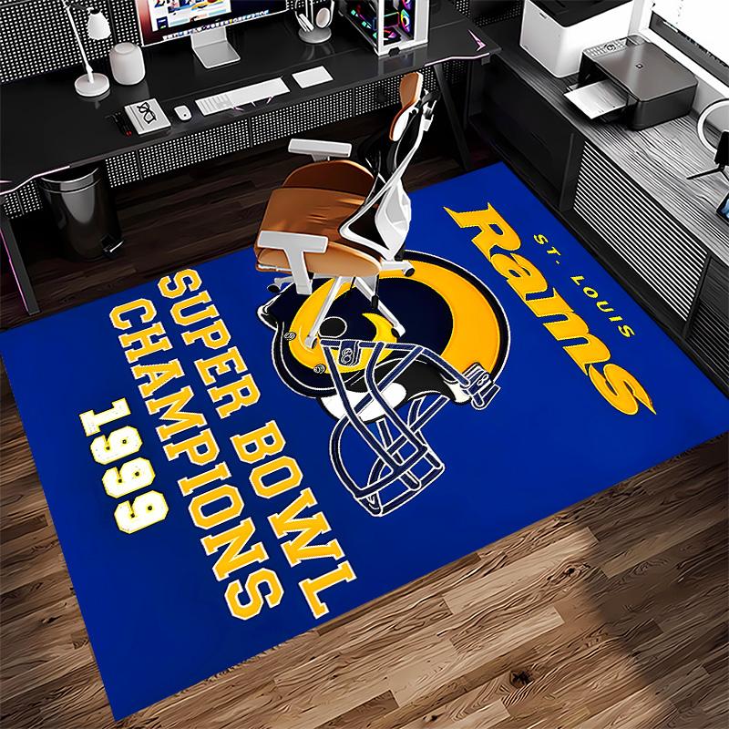 Los Angeles Rams Logo Print Area Rug - Soft, Washable Non-Slip Indoor Mat for Office Chairs, Living Room, Home Office Decorative Rug
