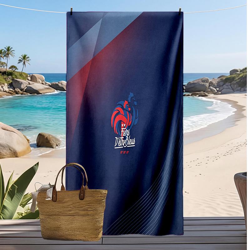 France Football Print Beach Towel Quick Dry Super Absorbent Soft Bath Towel for Swimming Beach Travel Fan Souvenir Gift