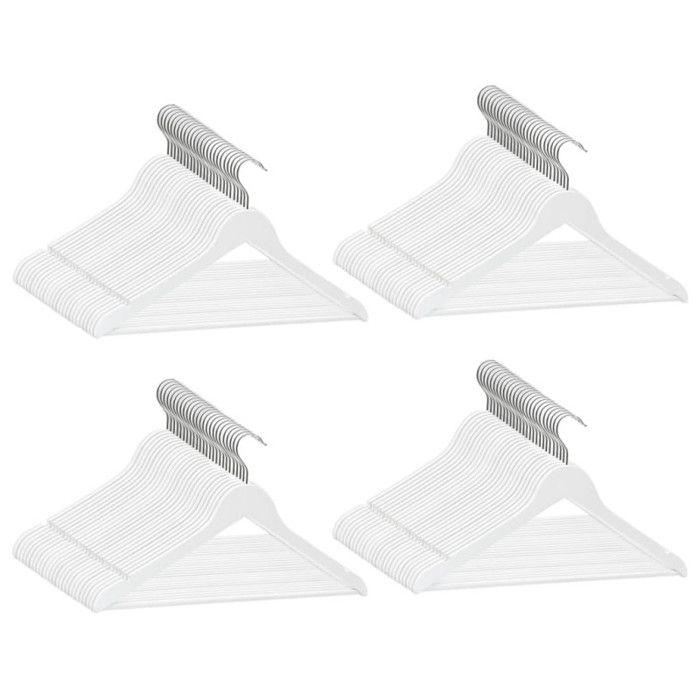 Cintres antidérapants - vidaXL - 100 pcs - Bois dur - Blanc - Design contemporain