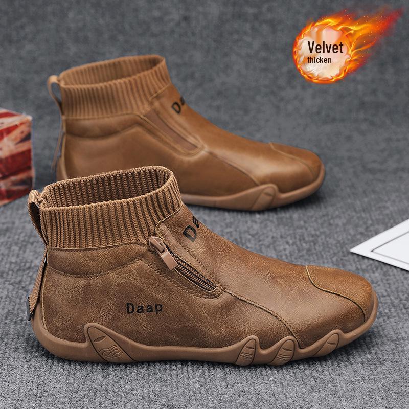Men's 2025 Winter High-Top Versatile Velvet Shoes: Trendy, Fashionable, and Casual Outdoor Footwear