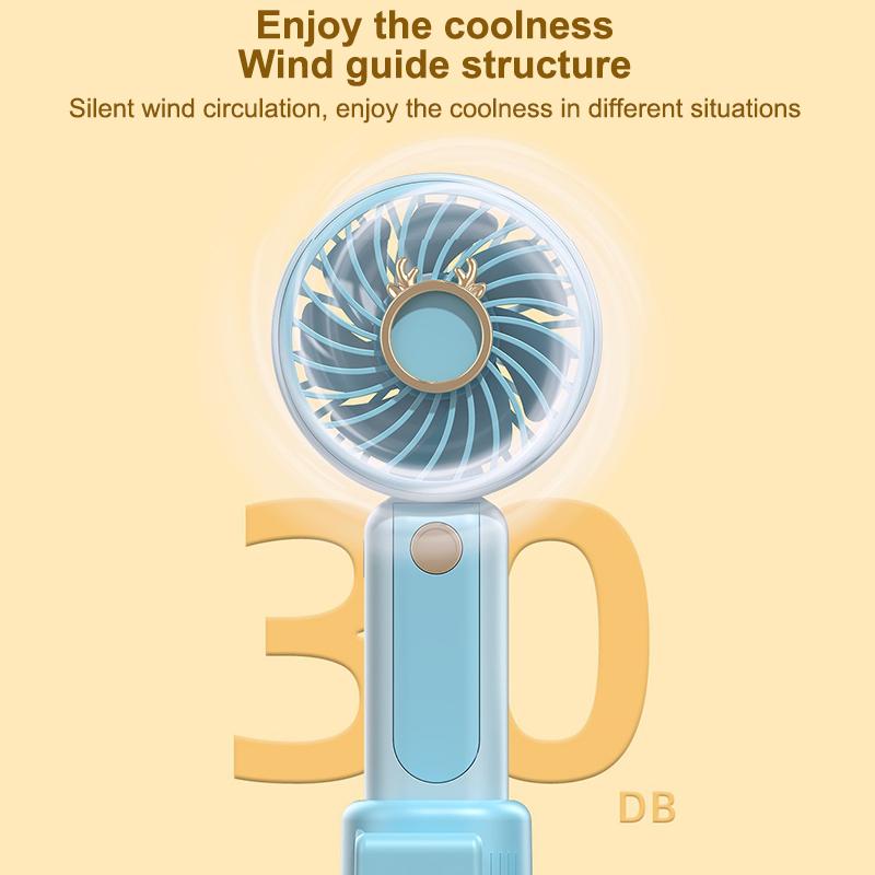 USB Handheld Fan Portable Mini Rechargeable Three Speed Cooling Fan for Outdoor Office Home Personal Summer Use