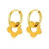 Gold Color Flower Earrings, Stainless Steel Huggie Hoop Earrings, Hypoallergenic Retro Style Bohe Ear Jewelry