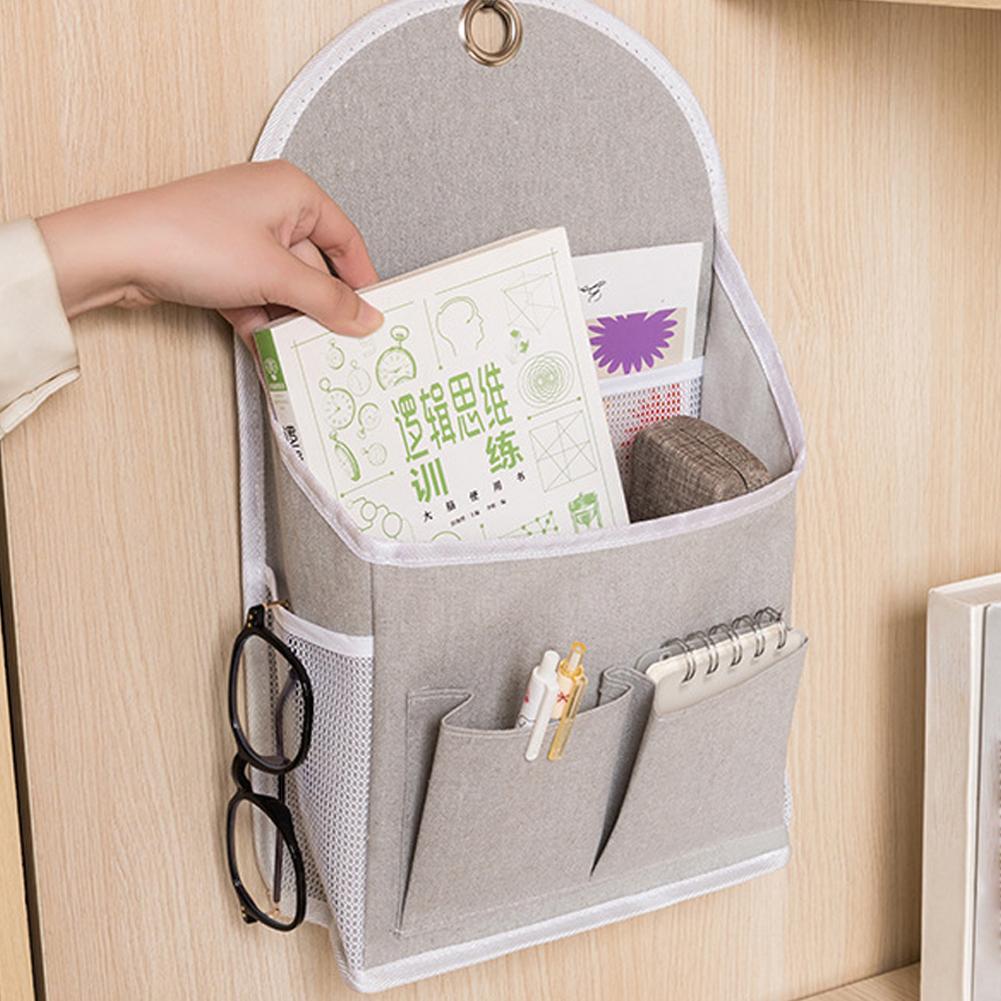 Wall Mounted Fabric Storage Bag for Dormitory Student Organization with Mesh Pockets And Double Pockets Hanging Side Storage