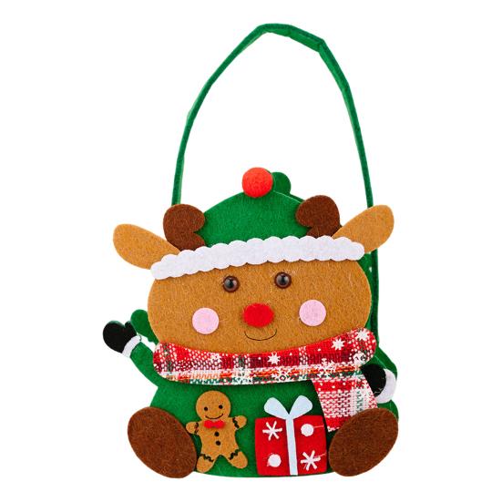 Christmas Gift Bags with Handles Santa Reindeer Snowman Goody Bag Thick Holiday-themed Gift Pouch for Candy Apples Toys