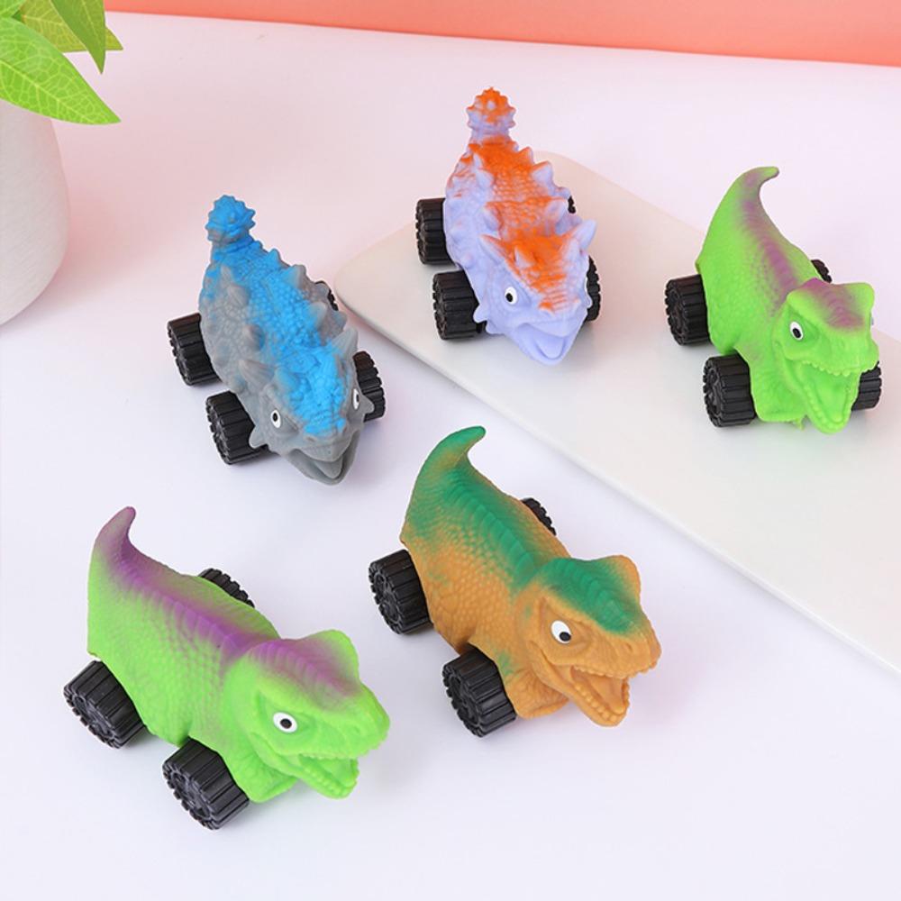 Stretchable Car Cartoon Fidget Toy with Wheel Cute Pinch Toy Dinosaur Squeeze Toy Kids Tricky Doll