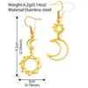 1 Pair Fashion Retro Hollow Earrings Bohemian Style Alloy Sun Moon Earrings Ethnic Asymmetric Design Drop Earrings for Women