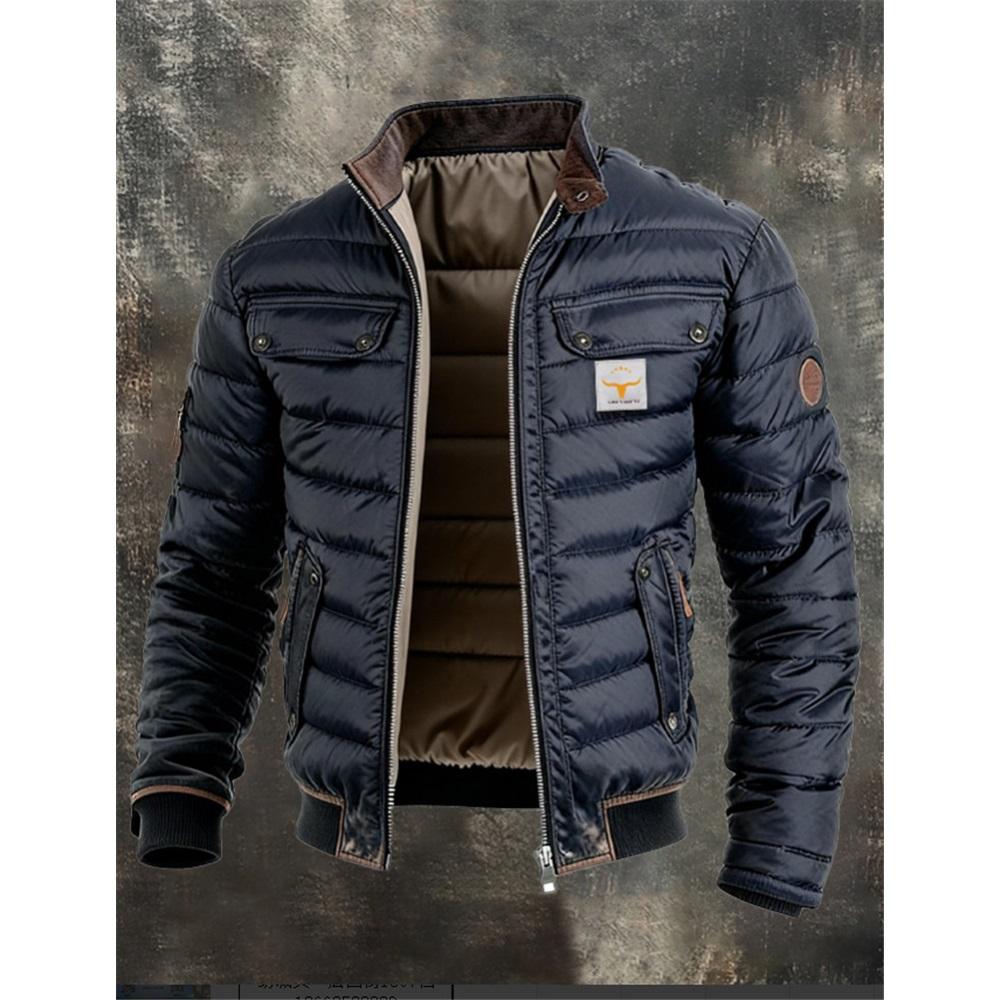 Fashionable Men`s Stand Collar Cotton Jacket
