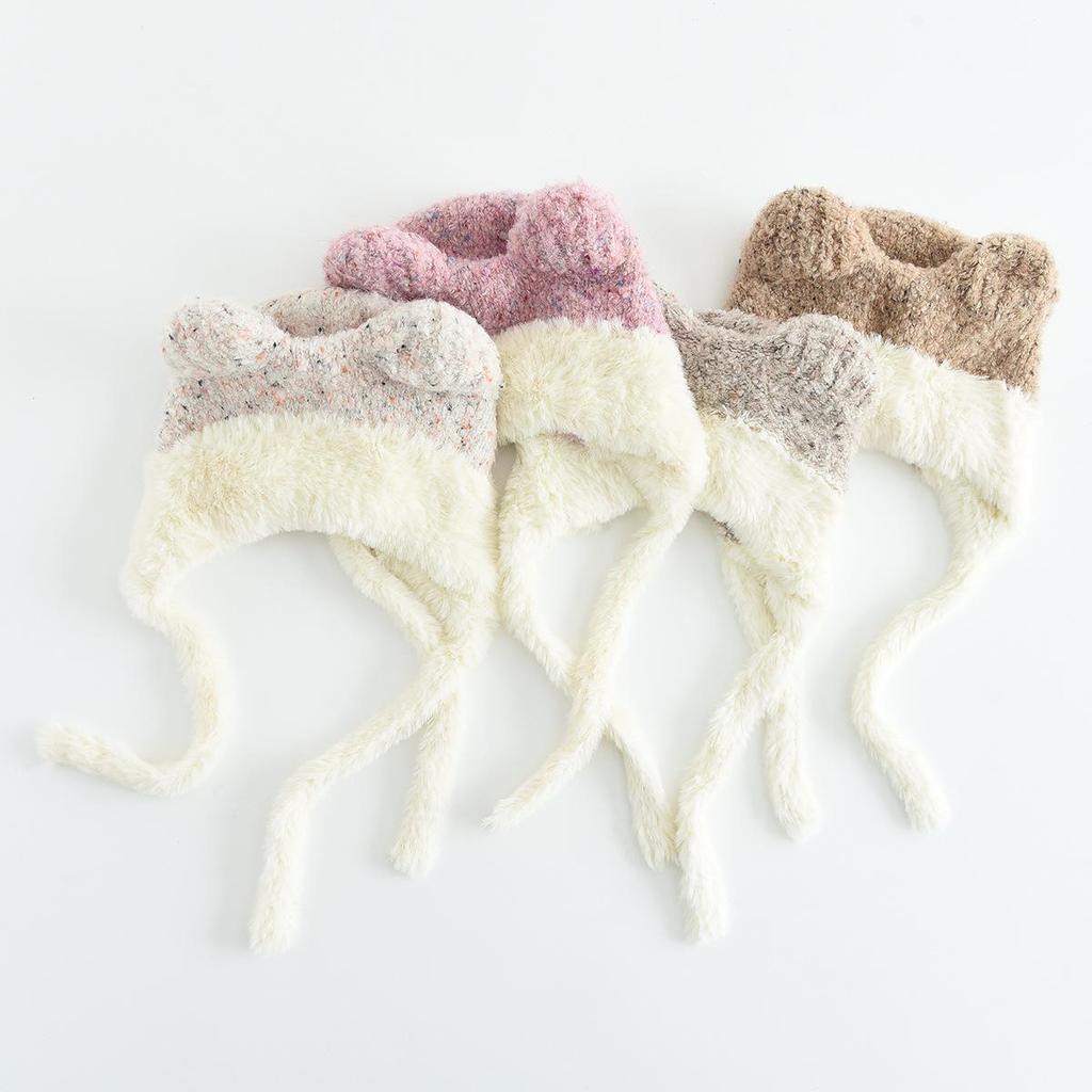 Girls' Knitted Wool Hat with Ear Protection - Warm and Windproof for Autumn and Winter Outings