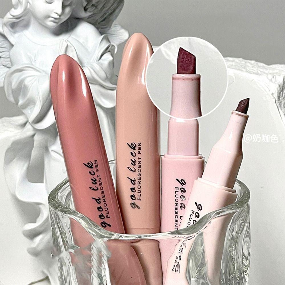 4Colors/Set Double Head Morandi Highlighters Morandi Color Fluorescent Pen  Students Gift