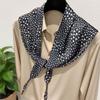 Silk scarf women's spring and autumn Korean version versatile black triangular scarf triangular shawl with knotted scarf scarf women's waist seal