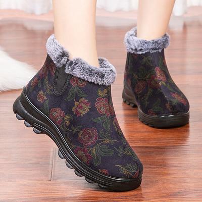 Baumwollschuhe Damen neu Winter Samt warm Damen Baumwollschuhe ein Pedal mittleren Alters und ältere Schneestiefel ältere Baumwollstiefel