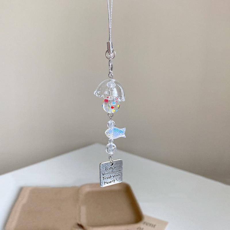 Jellyfish Star Lucky Leaf Wind Chime Keychain & Phone Lanyard Pendant