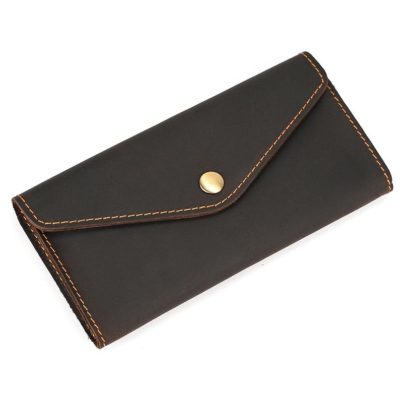 Vintage Genuine Leather Clip Purse For Men Women Leather Phone Pouch Wallet Simple Style Retro Female Male Slim Purse Wallets