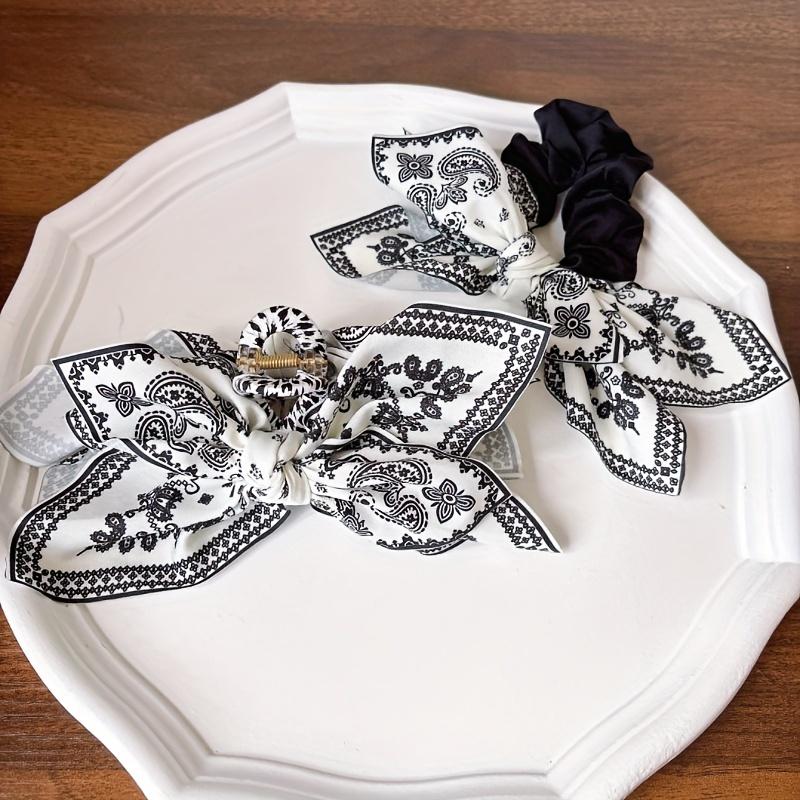 Eleganter Retro Doppelseitiger Kaschmirblumen Liebes Schleifen Haarclip, Geeignet für Frauen, eine gute Wahl für Geburtstage und Feste.