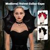 Gothic Velvet Cape with Stand Collar Medieval Retro Cloak for Halloween Cosplay Vampire Witch Costume Party Dress Up Props