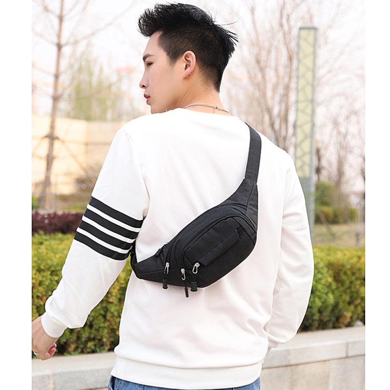 Men's Solid Color Simple Sports Chest Bag, Waist Bag, Multi-functional Sports Outdoor Leisure Shoulder Messenger Bag.