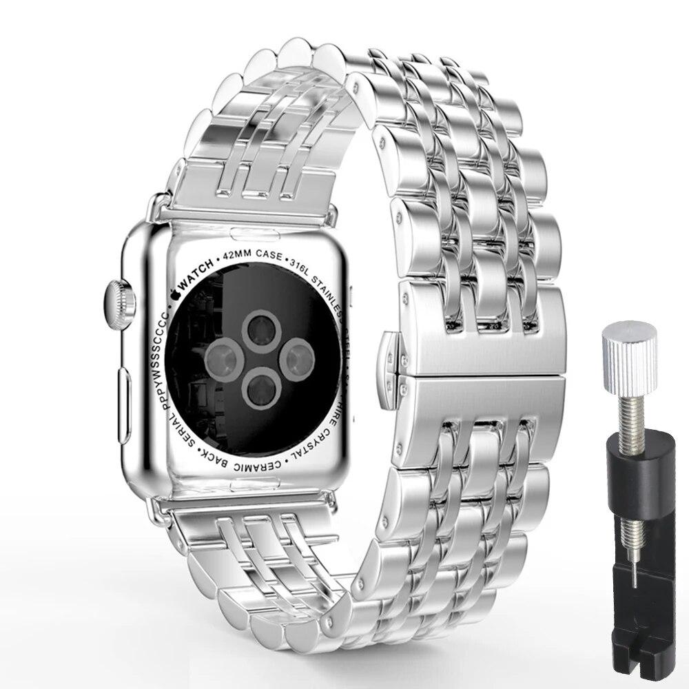 Stainless Steel Band For Apple Watch 7 8 45mm 41mm 44mm 40mm 42mm Ultra 49mm Strap Metal Link Bracelet Fit IWatch 6 SE 5 4 3 2