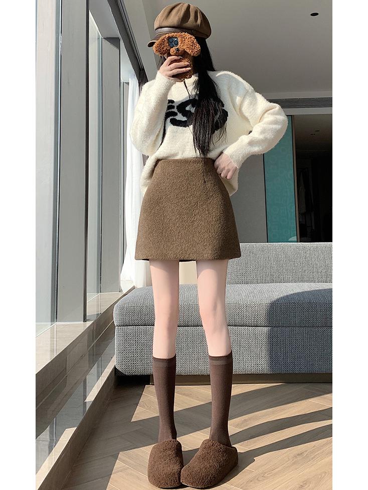 2025 New Autumn/Winter Velvet-Lined Wool Skirt: Thick, Warm, and Fashionable Hip-Wrap Design