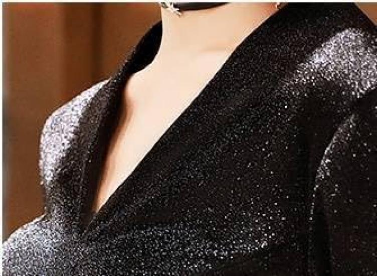 Long Party Short Formal Solid Size M [karim] Dress, Black, Concert, Wedding, Dress, A-Line, Sleeves, Cool, Sparkly, Cache-Coeur, Dress, Long, Sleeved,