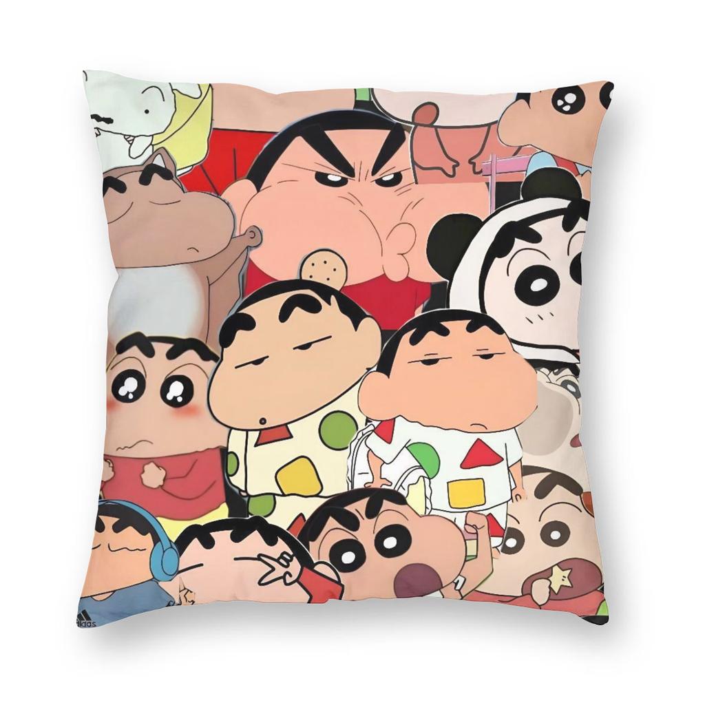 School Friends Crayons Shin-Chans Pillowcase Printed Polyester Cushion Cover Decoration Pillow Case Cover Seater Zippered 45X45