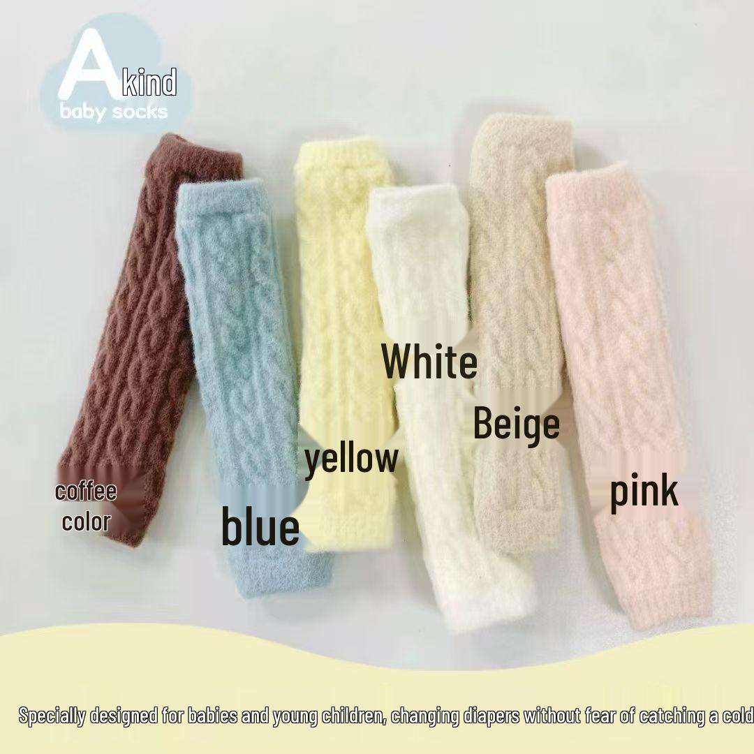 

Thick Fleece Baby Knee Pads: Cozy Autumn/Winter Over-the-Knee Leg Warmers for Crawling One size fits 0-4 years бежевий