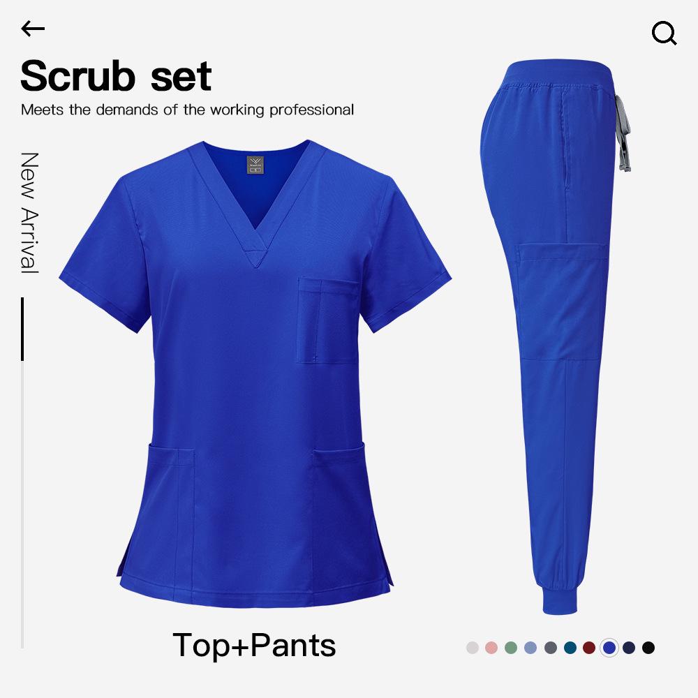 Unisex Quick-Dry Short Sleeve Scrub Suit for Medical Professionals
