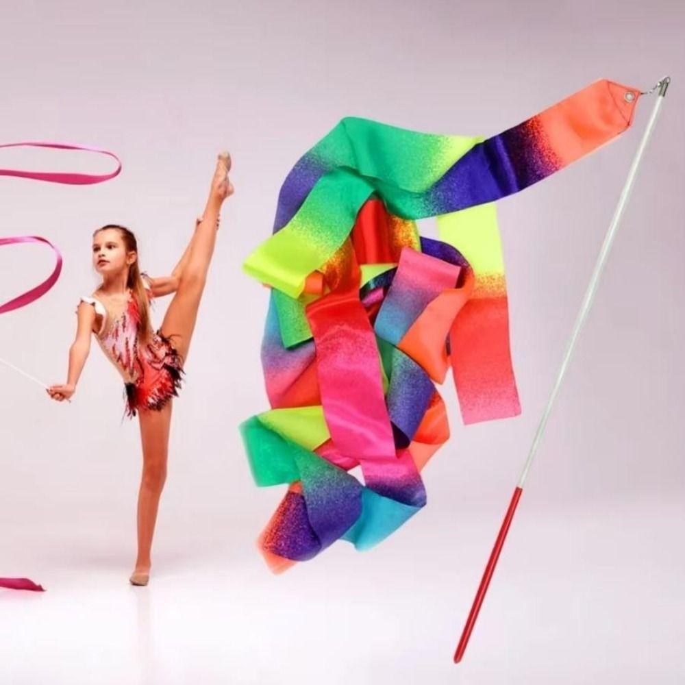 with Stick Twirling Dance Ribbons Gradient Gymnastics Ribbon for Dance Accessories/for Art Dances