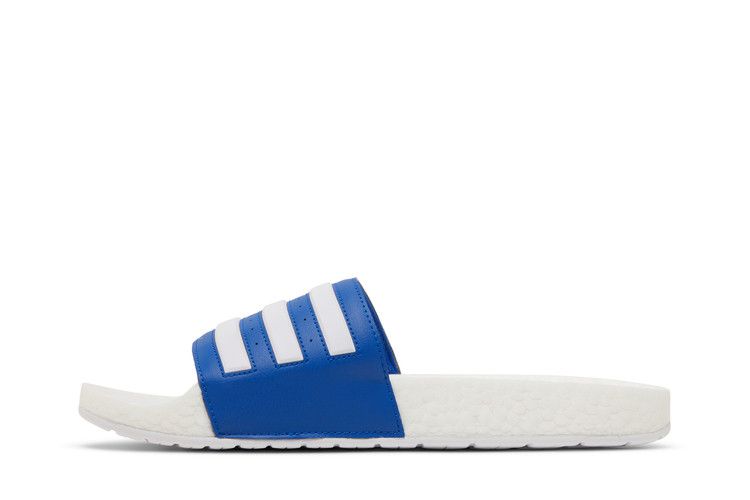 Men's Slides Adidas Adilette Boost Slide White Royal White/Royal Blue