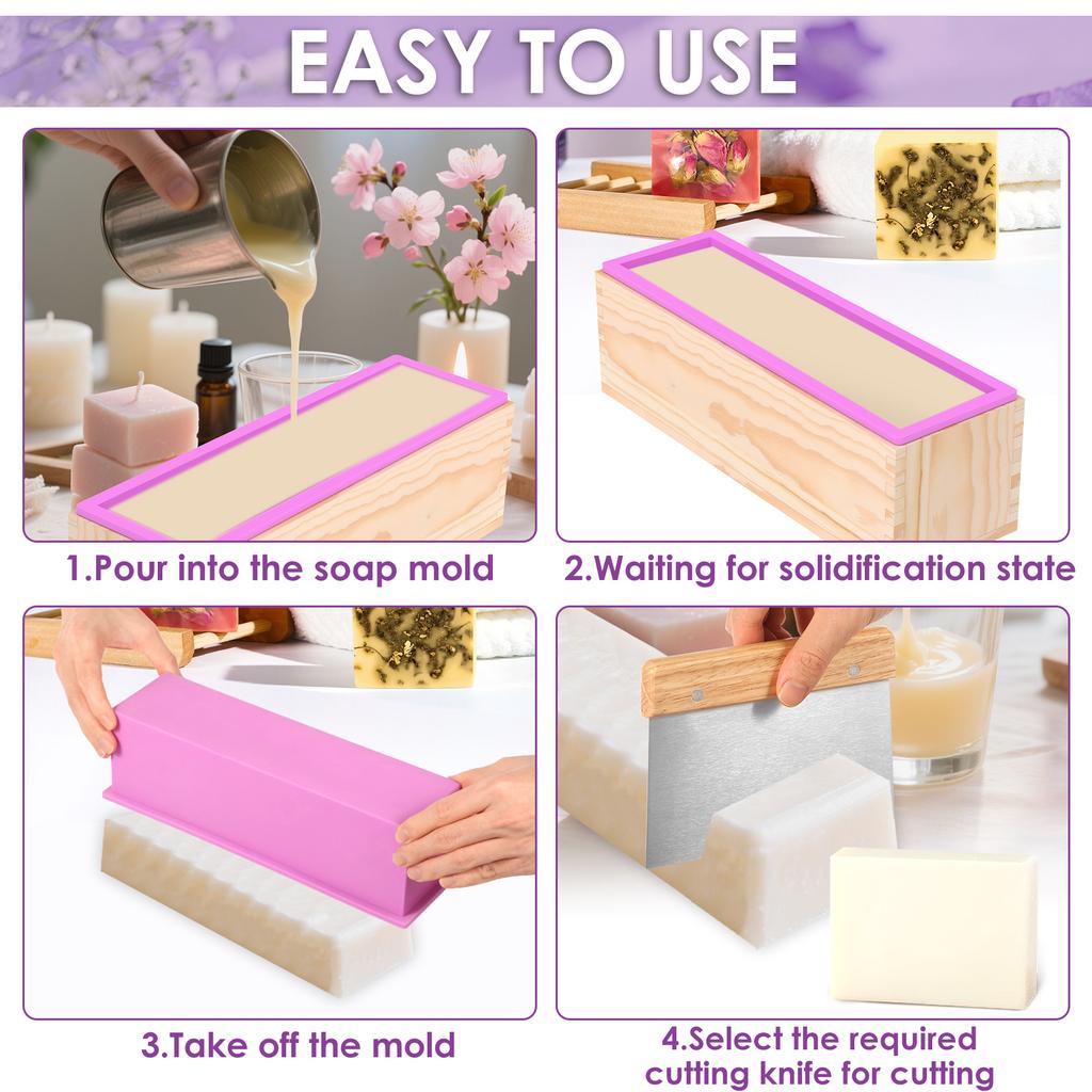 2 Stück Silikonseifenform DIY Kuchen Toast Brot Backform mit Holzkisten Handwerk Seifenherstellung Form für Zuhause und Küche