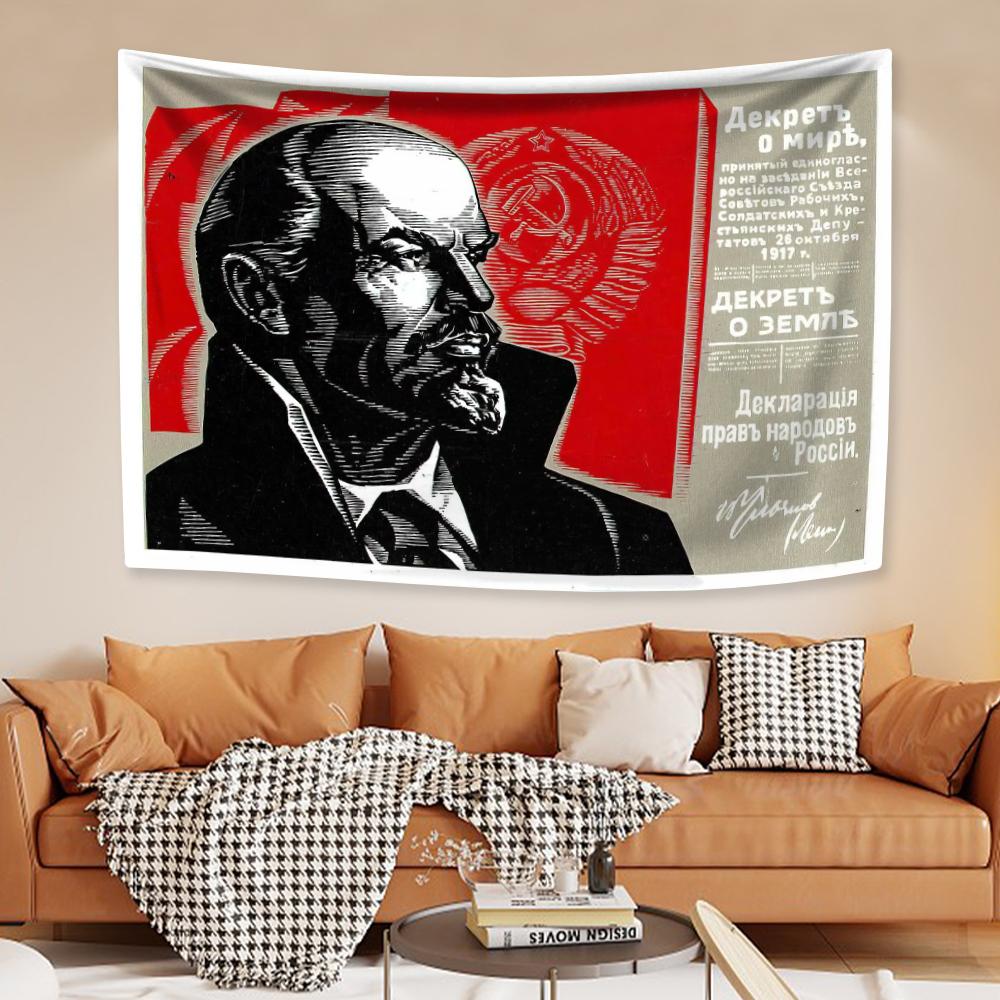 Lenin Stalin USSR CCCP Poster Tapestry Vintage Home Decor Aesthetics Wall Hanging Covering Carpets Dormitory Backdrop Bedspread
