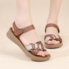 Top layer cowhide mother sandals summer new soft soled non slip women's shoes flat bottomed comfortable versatile leather shoes